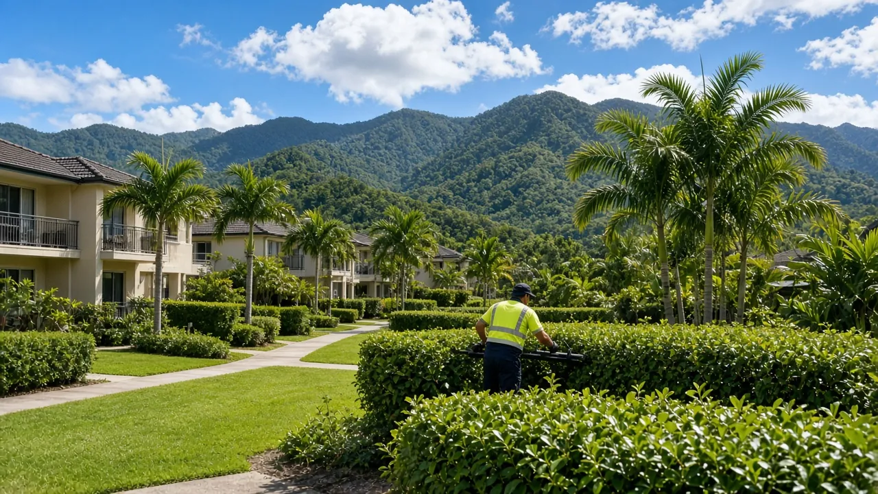 Commercial grounds maintenance at a unit complex in Cairns